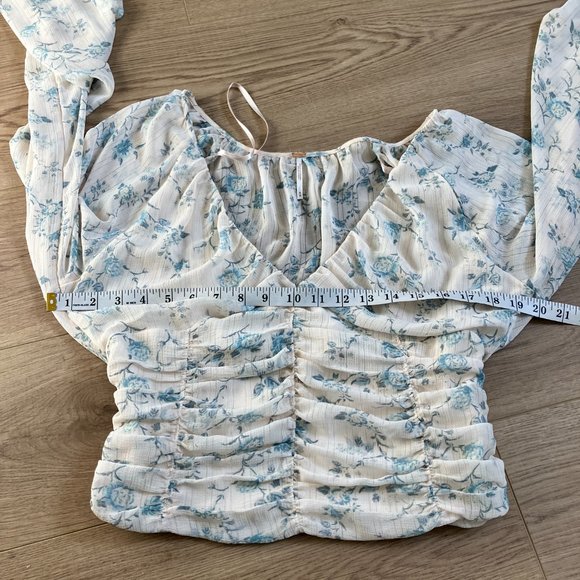 Free People final rose blouse in vintage combo ruched waist blouse size medium - Picture 6 of 7